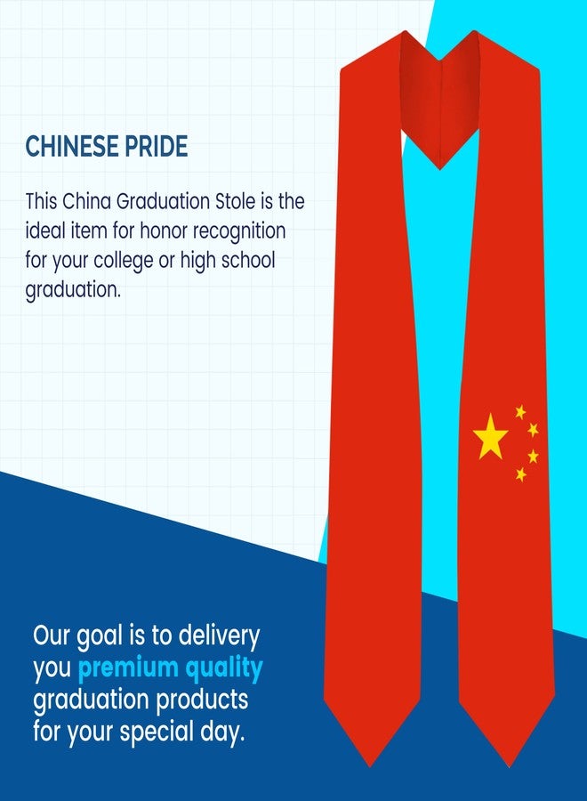 CLERKMANS China Flag Graduation Stole - Fits All Body Types - Chinese Study Abroad International Stole - Premium Quality Chinese Graduation Sash - Image 3